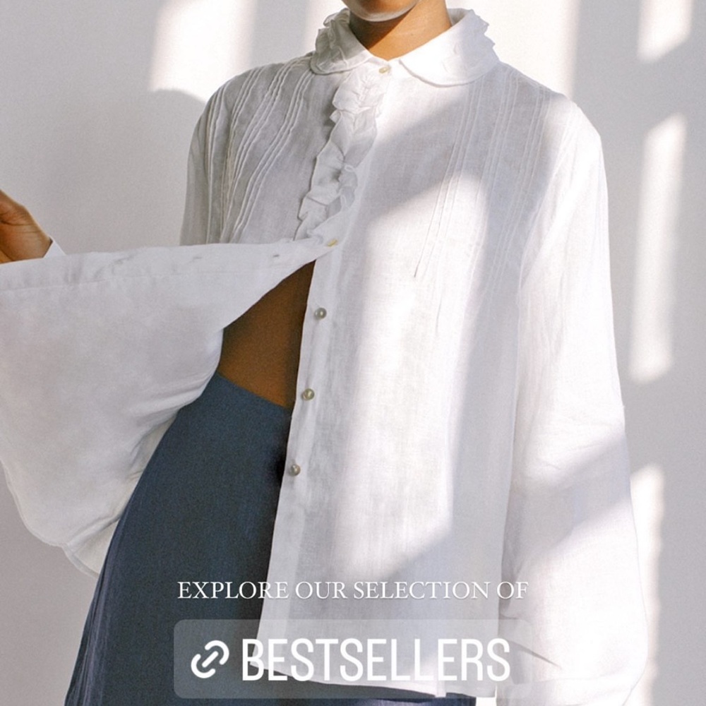 ArkiTaip Joanna Linen Blouse – Artisan White – Size S - Picture 9 of 13